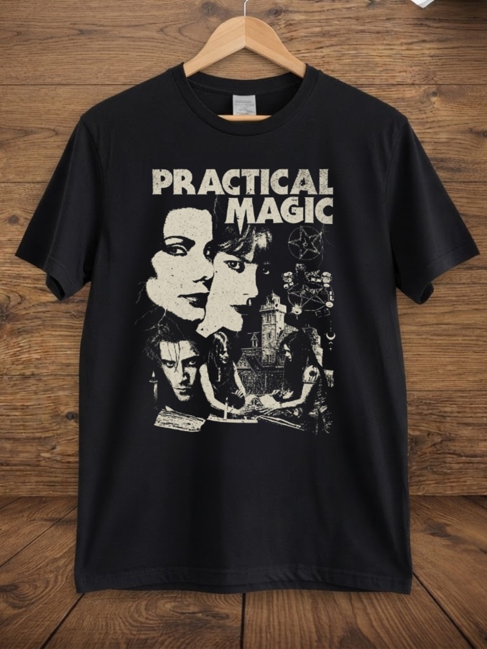 Practical Magic Movie Witches House Symbols Vintage Black T-Shirt